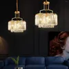 Lustres Lustre en cristal moderne lumière 2 niveaux cristaux de goutte de pluie pendentif luminaire encastré éclairage de plafond pour salle à manger