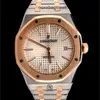 Swiss Luxury Watches Audemar Pigue Royal Oak Wristwatch Series 15400Sr.oo.1220SR.01 Dual Color 18K Rose Gold Steel B/P WN-WWCE