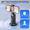 Stabilisatorer P02 360 Rotation Gimbal Stabilizer Följ Selfie Desktop Face Tracking för Tiktok Smartphone Live With Remote Shutter 231130