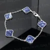 Fashion Designer Bracelet for Women with Silver Chains Four-leaf Clover Style With Box Christmas Gifts 19528