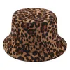 Ampla borda chapéus balde leopardo impressão chapéu pescador ao ar livre viagem sol boné para mulheres no outono inverno girlsgifts 231130