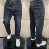 Jeans para hombres 2024 Otoño Invierno Estiramiento Casual Mens Flaco Cordón Hombres Rectos Denim Masculino Pantalones Pantalones