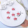 Charms 6pcs Enamelled Copper Two-sided Christmas House Star Chimney Pendant Nickel Free And Lead