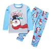 Conjunto de pijamas de Natal para a família, roupas combinando para a família, mãe e criança, estampa de boneco de neve, pijamas quentes, tops, calças, adulto, 2 peças, roupa de Natal 231130