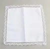 Lenço de algodão puro feito à mão lenço branco puro pequeno lenço de renda diy lenço de renda 23*25cm