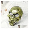 Party Masks Halloween Adts Skl Mask Plastic Ghost Horror Gold Sier Face Unisex Masquerade Prop FY3786 Drop Delivery Home Garden Fest DHBXT