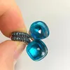 Dangle Küpe 11.6mm Klasik Nudo Mavi Zirkon, Siyah Tabancalı Kadınlar İçin Kaplamalı Drop Candy Square Kristal Hediyesi