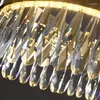 Lampadari Lampadario rotondo nordico in acciaio inossidabile per soggiorno camera da letto cucina villa lampada a sospensione a forma di goccia d'acqua con paralume in cristallo