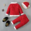 Clothing Sets Baby Christmas Outfits Toddler Boy Girl Santa Claus Costume Long Sleeve Top Pants Hat and Sock Suit Xmas born Baby Clothing 231130