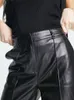 Women's Pants Fashion PU Leather Wide Leg Women High Waist Gothic Floor Length Trousers With Pocket Streetwear Straight Custom