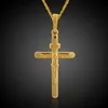 Klassieke sieraden Jesus Cross hanger 18k geel goud gevuld kruisbeeld hanger Chain222d