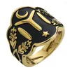 Cluster Ringen Valily Maat 7-13 Ottomanen Kayi Ertugrul Mannen Cool Two Tone Vintage Rvs Ster Maan Ring voor Punk Sieraden