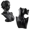 Matériau en résine noire Mannequin féminin élégant pour collier de mode pendentif buste présentoir de bijoux présentoir de magasin de bijoux 21111219C