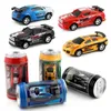 Electric/RC Car 1 ~ 8pcs Multi-Color Mini Can Car Remote Control Micro Racing RC Car With LED Light Kid's Desktop Toys Car Children Christmas Gift 231130