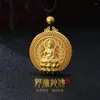 Colares Pingente Herdando Ouro Artesanato Chapeamento Nansha Amitabha Buddha Colar Família Bússola Masculino e Feminino