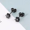 Orecchini a bottone ZS forma quadrata in acciaio inossidabile per donna uomo nero zirconi orecchini a bottone gioielli penetranti