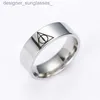 Band Ringen Tren Zilver Kleur Film Deathly Hallows Roestvrij Stalen Ringen Geometrische Cirkel Driehoek Ring Voor Mannen Vrouwen JewelryL231201