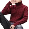 Herrenpullover Herren Twist Muster Pullover Rollkragen Winterkollektion Verdickter Strickpullover für Teenager Herbst