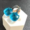 Dangle Küpe 11.6mm Klasik Nudo Mavi Zirkon, Siyah Tabancalı Kadınlar İçin Kaplamalı Drop Candy Square Kristal Hediyesi