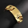 High quality big size 316l stainless steel 18K gold plated heavy hip hop chunky cuban chain men bracelet