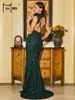 Casual Kleider Missord 2023 Rundhalsausschnitt Meerjungfrau Abendkleid Frauen Ärmellose Pailletten Bodycon Party Prom Formale Damen Langes Kleid