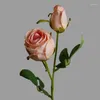 Dekoracyjne kwiaty białe różowe pieczone krawędzie róże meble do salonu dekoracja jedwabiu sztuczne róże kamelię ślubną wystrój wewnętrzny