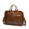 Aktentaschen Männer Leder Laptop Taschen Für Dokumente A4 Herren Vintage Luxus Schulter Büro Messenger Tasche Business Handbag3320
