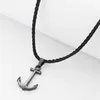 Runda Fashion IP Black Stainless Steel Sailor Anchor Pendant Necklace for Men Jewelry with Nylon Rope 201013339n