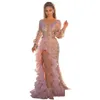 Robes décontractées de base Soirée Fête Femmes Élégant Y V Cou Split Side Volants Robe Rose Night Club Prom Long Maxi Plus Taille Drop Deliv Dhzjy