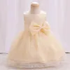 Robes de fille 2023 Robe de bébé sans manches Bow Né Baptême pour Tutu 1ère année Fête d'anniversaire Vêtements pour tout-petits