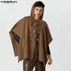 Men's Trench Coats Men Cloak Coats Solid Color Hooded Button Irregular Trench Ponchos Streetwear Loose Fashion Casual Male Cape S-5XL INCERUN 231130