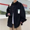 Men's Casual Shirts Corduroy Long Sleeve Shirt Baggy Solid Color Oversized Blouse Korean Fashion Streetwear Single Breasted