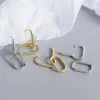 Hoop Earrings S925 Silver Needle Double Oval Piercing For Women Girls Punk Ear Party Vintage Jewelry Gift Eh996