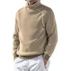 Men's Sweaters Men Long Sleeve Top High Collar Neck Protection Pullover Sweatshirt With Elastic Cuff Soft Texture Striped Detail For Fall