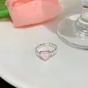 Anelli a grappolo in argento sterling 925 opale cuore di amore anello aperto per le donne ragazza carina scava fuori gioielli di design regalo di compleanno goccia