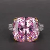 Küme Yüzükleri% 100 925 STERLING Gümüş Pembe Laboratuar Moissanit Diamond Gemstone Taş Düğün Nişan Halkası W248U için Güzel Takı Hediyeleri