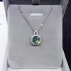 Ciondoli Collana con ciondolo Moissanite verde blu in argento sterling 925 con diamanti a taglio ideale per le donne, regalo di anniversario GRA