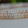 Оригинальный дизайн, ожерелье 120 см, натуральные смешанные цвета, 5x8 мм, хлеб на пару, жемчуг, длинная цепочка для свитера, модные украшения