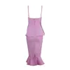 Robes décontractées 2023 Summer Purple Sexy Spaghetti Strap Slim Volants Femmes Robe de soirée Robes Français Femme Élégante Fishtail Longue Robe