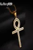 Isad zirkon ankh halsband hänge nyckeln till nilen guld färg rostfritt stål kedja för män smycken egyptiska kors höft ho6582266