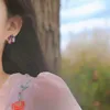 Orecchini a bottone coreano fiore viola orecchino quadrato di cristallo per donna ragazza moda matrimonio festa accessori gioielli regalo 2023