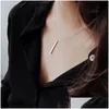 Charms Authentic 925 Sterling Sier Bar Pendant Choker Halsband Ny chic geometriska halsband Fina smycken för kvinnors krage Drop Deliv Dhbip