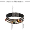 Strand trendy meerlaagse lederen armbanden onregelmatige natuursteen kralen gevlochten armbanden armband voor herensieraden geschenken