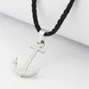 Runda Fashion IP Black Stainless Steel Sailor Anchor Pendant Necklace for Men Jewelry with Nylon Rope 201013339n