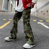 Mężczyzn Pants Y2K Fashion Ink Graffiti workowate drożdżowe ładunki płomieniowe męskie joggery kamuflaż kobiety swobodne długie spodnie ropa hombre 231130