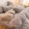 Zestawy pościeli luksusowe 4PCS Super Shaggy Soft Coral polar ciepły przytulny zestaw pościel