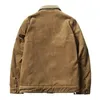 Mensjackor Högkvalitativ vinter plus Velvet Jacket Corduroy Tooling Casual Parka Korean Fashion Solid Color Cotton 231201