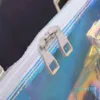남성 무지개 레이저 플래시 PVC 디자이너 백팩 투명 더플 백 화려한 색상 배낭 여행 여행 크로스 바디 어깨 290E