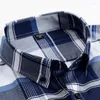 Men's Casual Shirts Pure Cotton Checkered Men Long Sleeve Turndown Collar Leisure Plaid Shirt Mens Tops 2023 Comfortable High Quality