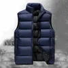 Gilets pour hommes Hommes Automne et hiver Couleur unie Gilet Épaules Stand Up Collier Zipper Double Poches Undershirt Veste Down Hommes Vêtements